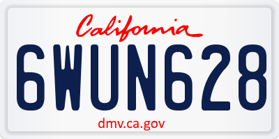 CA license plate 6WUN628