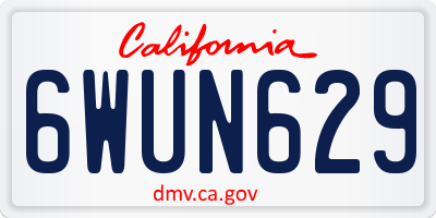 CA license plate 6WUN629