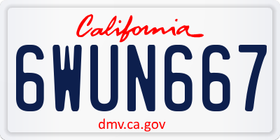 CA license plate 6WUN667