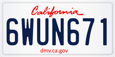 CA license plate 6WUN671