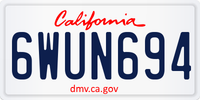 CA license plate 6WUN694