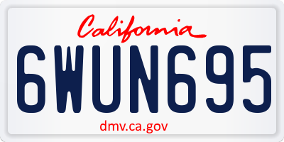 CA license plate 6WUN695