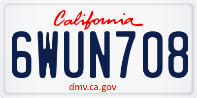 CA license plate 6WUN708
