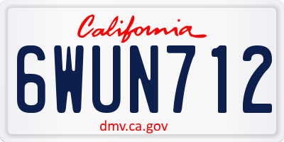 CA license plate 6WUN712