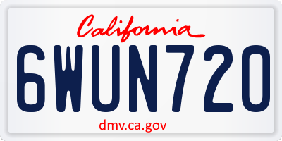 CA license plate 6WUN720