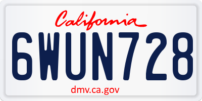 CA license plate 6WUN728