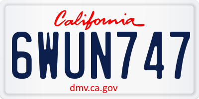 CA license plate 6WUN747