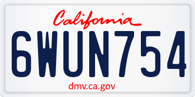 CA license plate 6WUN754