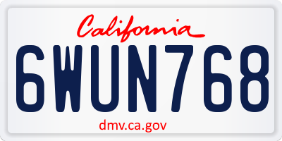 CA license plate 6WUN768