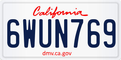 CA license plate 6WUN769