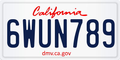 CA license plate 6WUN789