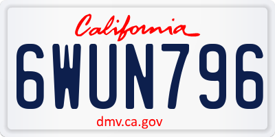 CA license plate 6WUN796