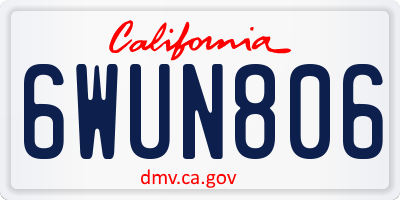 CA license plate 6WUN806