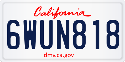 CA license plate 6WUN818