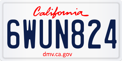 CA license plate 6WUN824