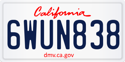 CA license plate 6WUN838