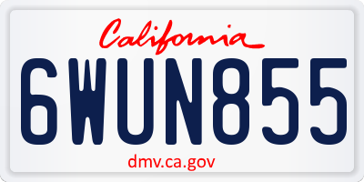 CA license plate 6WUN855