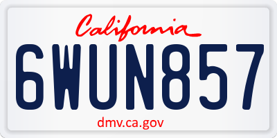 CA license plate 6WUN857