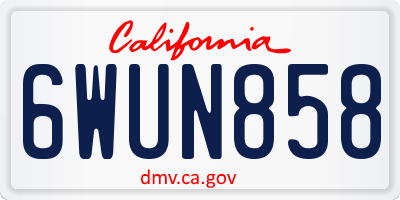CA license plate 6WUN858