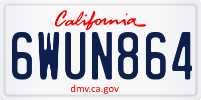 CA license plate 6WUN864