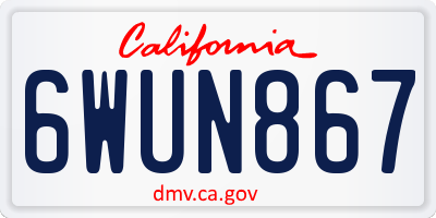 CA license plate 6WUN867
