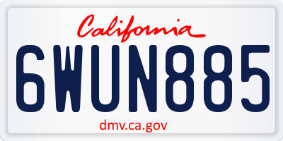 CA license plate 6WUN885