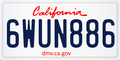 CA license plate 6WUN886