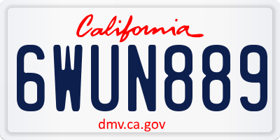 CA license plate 6WUN889