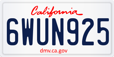 CA license plate 6WUN925