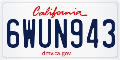 CA license plate 6WUN943