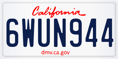 CA license plate 6WUN944