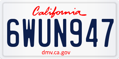 CA license plate 6WUN947