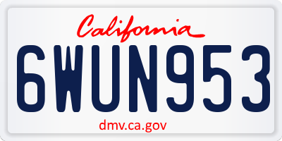 CA license plate 6WUN953