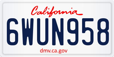 CA license plate 6WUN958