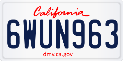CA license plate 6WUN963