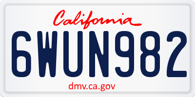 CA license plate 6WUN982
