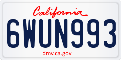 CA license plate 6WUN993