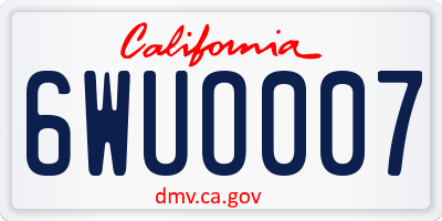CA license plate 6WUO007