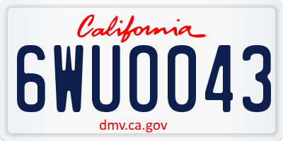 CA license plate 6WUO043