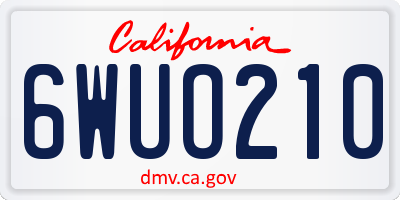 CA license plate 6WUO210