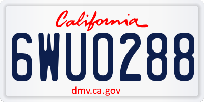 CA license plate 6WUO288