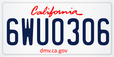 CA license plate 6WUO306
