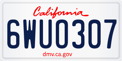 CA license plate 6WUO307