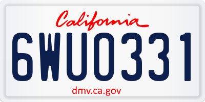 CA license plate 6WUO331