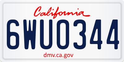 CA license plate 6WUO344