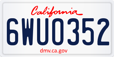 CA license plate 6WUO352