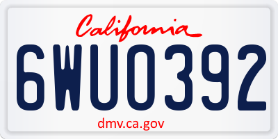 CA license plate 6WUO392