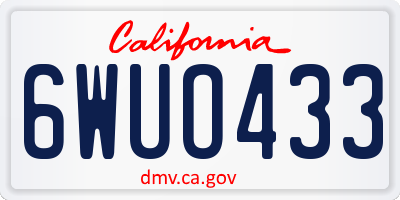 CA license plate 6WUO433