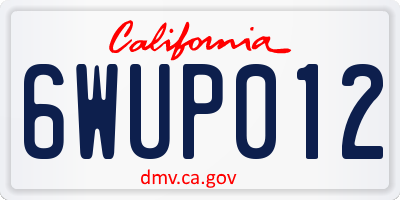 CA license plate 6WUP012