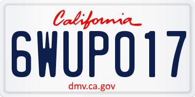 CA license plate 6WUP017